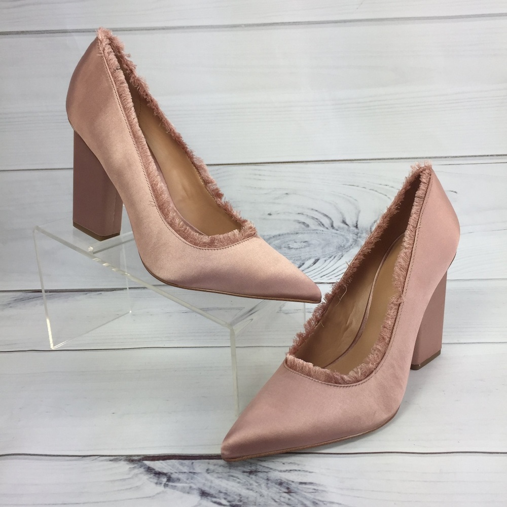 Women's Pink Satin Keni Fringe Pointed Pump